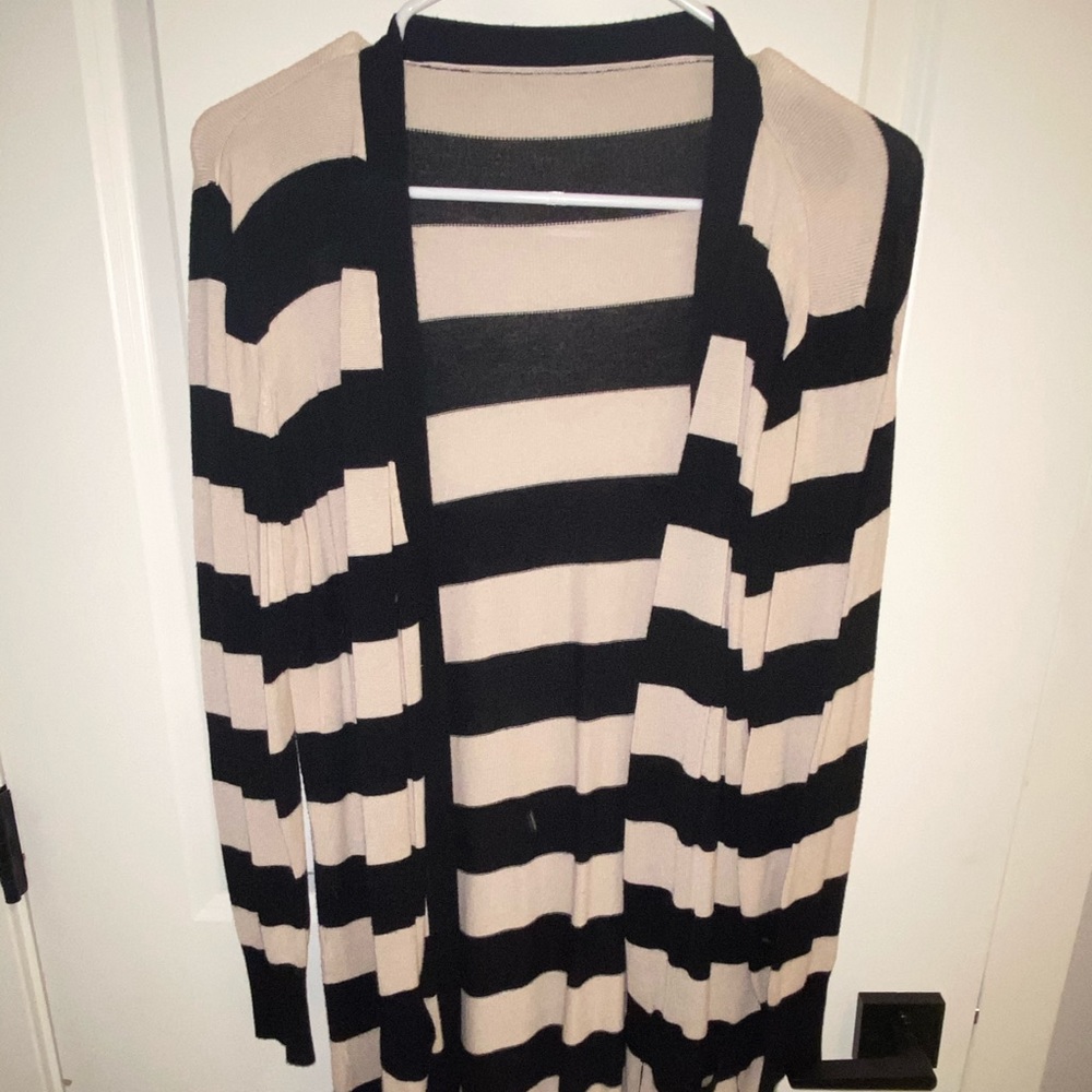 Cream and black striped cardigan